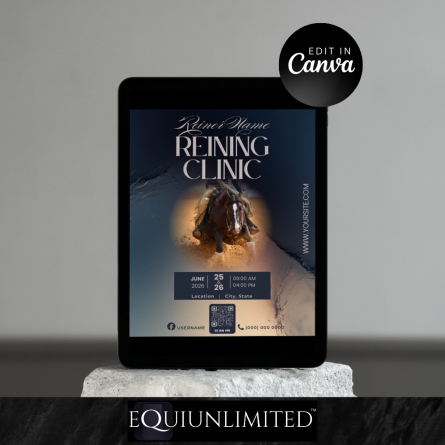 High-End Reining Horse Clinic Flyer Canva Design - Image 1
